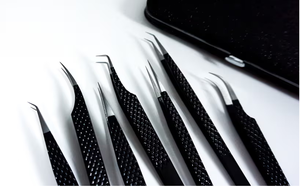 Ensemble de pinces à cils colorées et pinces individuelles - Acier inoxydable, longueur 10 mm, pointe lisse, prise parfaite et durable - Product Image 5