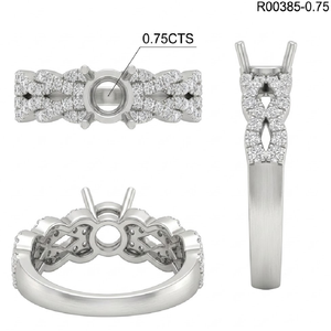 HongKong Good Quality Twist Design Prong Setting 18k White Gold Real Diamond Fine Jewelry Semi Mount Engagement Rings for Women - Product Image 6