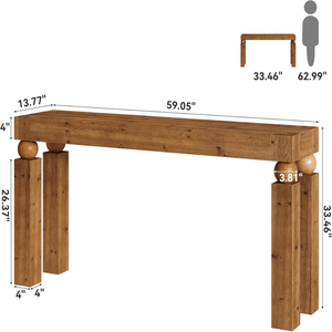 Consolle Lunga in Legno di Teak per Soggiorno, Tavolino Laterale per Casa, Appartamento, Hotel o Magazzino - Product Image 2