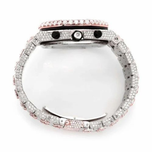 Reloj Cronógrafo de Lujo con Incrustaciones de Moissanita, 40 mm, Aleación de Dos Tonos, Cristal, Resistente al Agua, Estilo Diamante, Movimiento Shanghai - Product Image 3