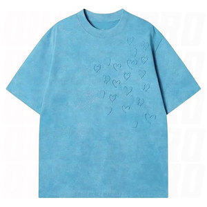 Camisetas Lindas Estilo Y2K para Hombres y Adolescentes, Holgadas con Gráfico de Corazón en Relieve, Manga Corta de Verano, Estilo Urbano Brillante, Casual, Oversize, a la Moda - Product Image 1