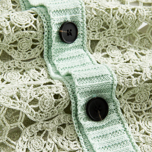 Camisas de punto de ganchillo vintage más vendidas de 2026 para hombre, con encaje floral, manga corta, abotonadas, transpirables, informales de verano para la playa - Product Image 5