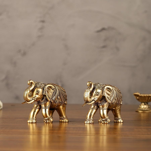 Figuras Decorativas de Elefantes de Latón Hechas a Mano, Estatuas de Elefantes de Metal para Decoración de Mesa de Oficina u Hogar, Regalo Tradicional - Product Image 3