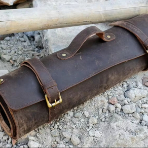 Sac à couteaux en cuir véritable classique de haute qualité, écologique, avec design portable, option de taille personnalisée LKR-0216 - Product Image 1