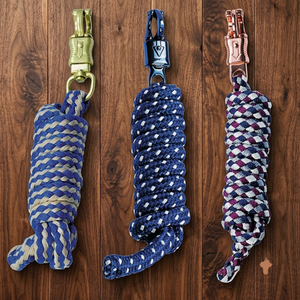Corde de trelage pour cheval en nylon tressé avec mousqueton métallique, disponible en noir, bleu, rouge, longueur personnalisable, accessoire d'équitation - Product Image 2