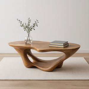 Mesa de Centro de Madera Creativa OEM/ODM, Moderna, Minimalista, Duradera, Redonda, de Madera Sólida para Sala de Estar, Directo de Fábrica - Product Image 3