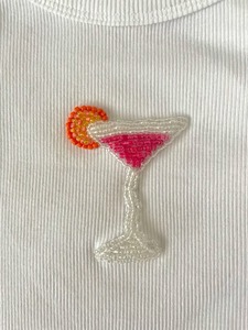 Parche Bordado a Mano para Mujer, Top Corto Rosa de Verano, Decoración Floral, Cuentas de Vidrio, Lentejuelas, Vida Marina - Product Image 3