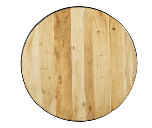Table basse de salon de forme ronde industrielle avec plateau en bois d'acacia blanchi clair et structure en métal tubulaire noir à 3 pieds - Product Image 2