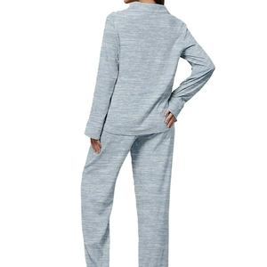 Ensemble de pyjama pour femmes, léger, respirant, à taille élastique, col rabattu, manches longues, confortable pour l'été, vente chaude - Product Image 2