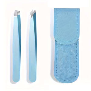 Outils de beauté, produit personnalisé, logo personnalisé, pinces à sourcils en acier inoxydable, pointe inclinée, outil d'épilation pour salon - Product Image 1