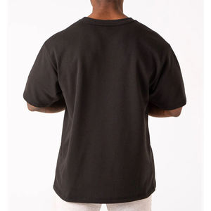 T-shirt personnalisé pour homme en coton noir 100% coton, col rond, manches courtes, coupe classique, couleur unie, design uni, jersey tricoté - Product Image 2