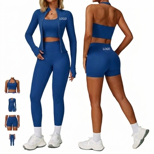 Conjunto Deportivo de Tres Piezas con Cierre para Mujer, Informal, para Ciclismo, Running, Yoga y Deportes al Aire Libre - Product Image 2