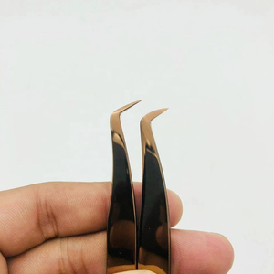 Juego de Pinzas para Extensión de Pestañas, Redondas, Profesionales, Color Oro Rosa, Material de Acero Inoxidable con Punta de Fibra, Personalizadas - Product Image 6