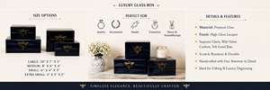 Luxury Black Mirror <b>Glass</b> Decorative Storage Box Set Dragonfly <b>Knob</b> Premium Jewelry Vanity Organizer Boxes Home Decor Lacquered - Product Image 4