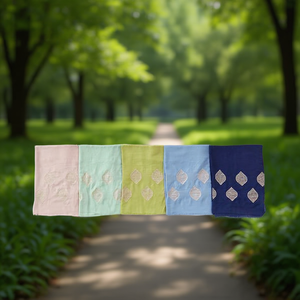 Foulard Sottile Ricamato con Perle a Foglia, Sciarpa Staccabile 70x180cm, Accessorio per il Collo - Product Image 2