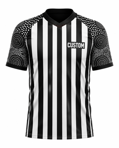 Maillot d'arbitre rayé noir et blanc pour homme, col en V, manches courtes à motif de points circulaires, maillot de performance pour officiels de football - Product Image 1