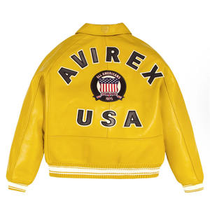 Meilleur prix, veste en cuir pour homme Avirex, veste d'hiver haut de gamme, cuir véritable, coupe-vent, imperméable, teinture unie, toutes tailles disponibles - Product Image 6