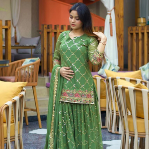 Designer Vintage Lehenga Choli From India Party Wear <b>Top</b> Sharara Plazzo Matching Dupatta for <b>Festive</b> Occasions - Product Image 1