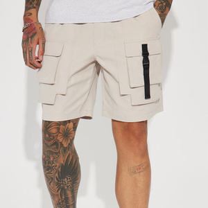 Shorts Bermuda en Coton Beige Personnalisables pour Hommes, Vente en Gros, avec Taille Élastique et Poches, Style Décontracté - Product Image 1
