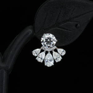 Silver S925 D Color VVS Moissanite Fan Cluster Stud Earrings Rhodium Plated Sparkling Elegant Jewelry Women Wedding Party Gift - Product Image 4