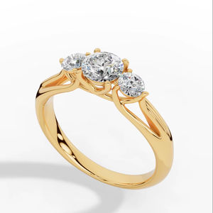 Anillo de Alta Gama con Diamante Redondo Brillante Cultivado en Laboratorio, Oro de 14K, Venta al Por Mayor, Fabricante y Proveedor de Joyería Fina OEM - Product Image 1