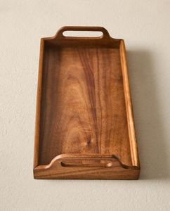 Solid Wooden Serving <b>Tray</b> With Handles For Breakfast Coffee <b>Tea</b> Snacks Restaurant Hotel Home Kitchen Use - Product Image 4