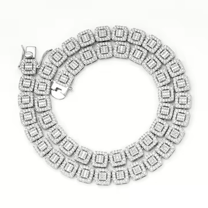 <b>Iced</b> <b>Out</b> Moissanite Tennis Link Necklace Premium Round Brilliant Cut Hip Hop <b>Chain</b> Jewelry for Men Women Gift - Product Image 1
