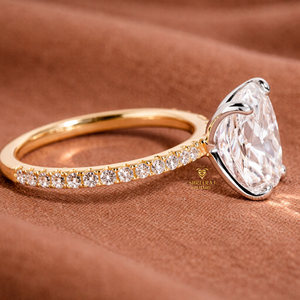 Elongated Cushion Cut Lab Grown Diamond Engagement Wedding Ring 14K <b>Solid</b> Gold VVS Clarity Side Stones IGI Certified Diamonds - Product Image 3