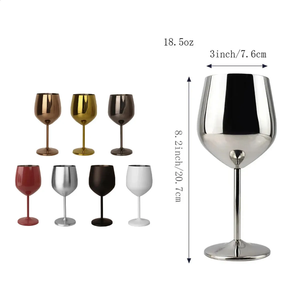 Verres à vin 2025 en acier inoxydable 500 ml – Gobelets, articles de bar, ustensiles de cuisine – Or rose, champagne, cuivre, argent – Chopes à bière en métal - Product Image 1