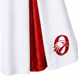 Ensemble d'uniformes de cheerleading sublimés blancs et rouges sans manches, haut court et jupe, tenue de sport personnalisée pour l'entraînement et la performance - Product Image 5
