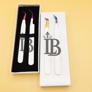 Pinzas para Extensión de Pestañas Nuevas, Pinzas Planas de Acero Inoxidable para Pestañas MINK, Oferta de Logotipo Personalizado, Caja de Embalaje para Pinzas de Pestañas, MOQ - Product Image 5
