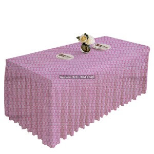 Beautiful Cotton Hand Block Print <b>Rectangle</b> Pleated <b>Tablecloth</b> Oem Table Cover For Home Party Or Banquet Floral Print Design - Product Image 3