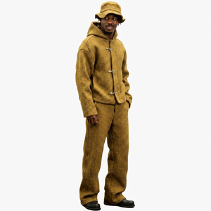 Survêtement à capuche pour homme, coupe ample, couleur unie, avec poches latérales, épais, idéal pour l'hiver - Product Image 2