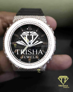 Reloj de lujo con diamantes de moissanita VVS completamente cubiertos de circonitas, en plata de ley 925. - Product Image 1