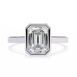 1.3ct <b>Emerald</b> Lab Grown Diamond <b>Ring</b> Full Bezel Setting Yellow Gold 18K Vermeil Handcrafted Modern Minimalist Engagement <b>Ring</b> - Product Image 4