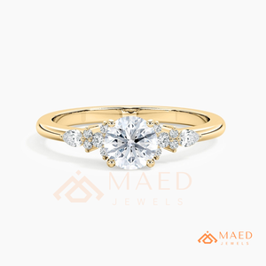 Bague en or avec diamant moissanite taille ronde pour femme, bague de fiançailles et de mariage, bijoux en diamant de laboratoire, luxe américain - Product Image 6