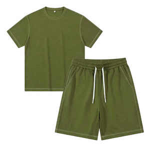 High Quality Men's Summer Solid Breathable Quick Dry Plus Size Two-Piece Polyester/Cotton High Street Style Shorts <b>Set</b> Twin 2026 - Product Image 5