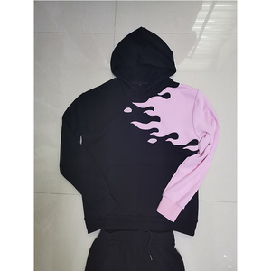 Sweat-shirt à capuche unisexe avec motif flamme appliqué, coupe décontractée, poids moyen, fermeture à cordon, idéal pour l'automne - Product Image 3