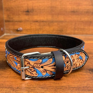 Accesorios personalizados ajustables Collares de perro con cuentas de cuero mecanizados a mano Collar de Mascota de cuero genuino de diseñador de lujo de alta calidad - Product Image 5