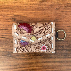 Bonito monedero de cuero occidental genuino para mujer, Mini monedero de moda con llavero, monedero con herramientas - Product Image 4