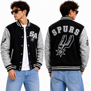 <b>Baseball</b> <b>Jacket</b> <b>Men</b> Custom Embroidered Logo Front Back Varsity Style Wool Leather Sleeves <b>For</b> Club Teamwear Fashion Unisex Buyer - Product Image 2
