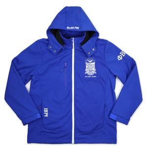 Phi Beta Sigma Royal Blue Hooded Coat <b>Jacket</b> Crest Mens Fraternity Zip Up <b>Warm</b> Wind Resistant Outerwear Casual Coat - Product Image 1