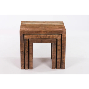 Rustic Reclaimed Wood Nesting <b>Stools</b> Stackable Modern Home Furniture for Living Room Ottoman and <b>Stool</b> Set - Product Image 3