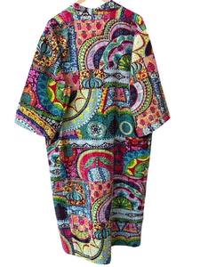 Bata Kimono de Algodón 100% Tejido con Estampado de Dibujos Animados para Mujer, Camisón de Verano Hecho a Mano, Cuello en V, Cintura Elástica, Largo Completo, ODM - Product Image 2