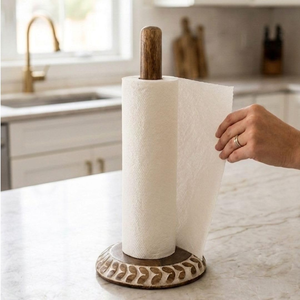 <b>Wood</b> Tissue Roll Holder Modern Wooden Paper <b>Towel</b> Holder Stand Free Standing Kitchen Storage <b>Rack</b> - Product Image 5