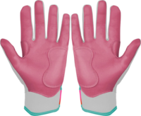 Guantes de Béisbol de Entrenamiento para Adultos Unisex, de Cuero de Primera Calidad, Color Blanco y Rosa, Acolchados, con Cierre de Gancho y Bucle, Duraderos y Antideslizantes