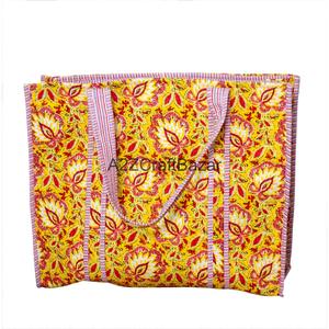 Bolsa de Mano Acolchada de Algodón a Rayas Ecológica para Mujer, con Asa Larga, Tamaño Grande, Multicolor, Hecha en Rajasthan, para Uso Diario y Viajes - Product Image 2