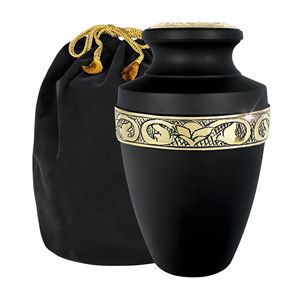 Urnes funéraires commémoratives haut de gamme pour cendres humaines, urne décorative pour enterrement, grande taille pour adultes (hommes et femmes), élégante, style grec, noir et or, pour souvenir. - Product Image 5