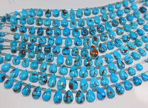 Cuentas de Turquesa Egipcia Natural Prince Mines en Forma de Pera, Cuentas de Piedras Preciosas Lisas en Forma de Lágrima para la Fabricación de Collares y Joyería - Product Image 3