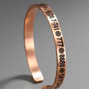 Custom Engraved <b>Copper</b> Alloy Cuff Bracelet With Numbers religious Unisex Classic Gift Jewelry men women <b>copper</b> jewelry - Product Image 1